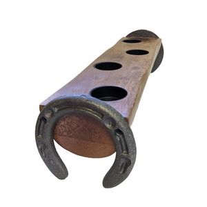 Wood wooden log horse shoe hand made candle holder home decor Lovely Nature